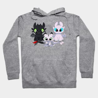 Fury family with baby girl dragon, toothless dragon mama, parents gift Hoodie